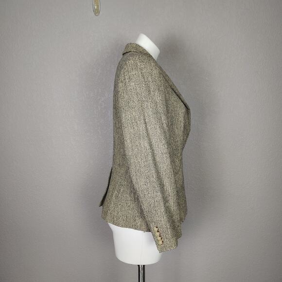 Ralph Lauren Wool Silk Blend Herringbone Blazer Jacket 12P Equestrian Preppy - Picture 3 of 16